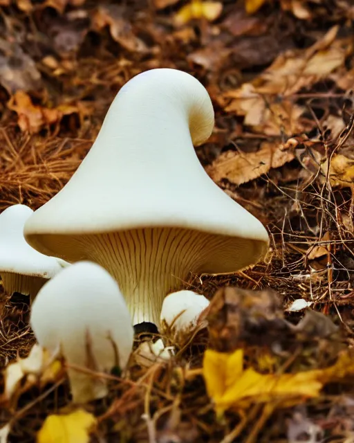 Prompt: destroying angel mushroom, autumn, nature photography, canon, sony, nikon, olympus, 4 k, hd