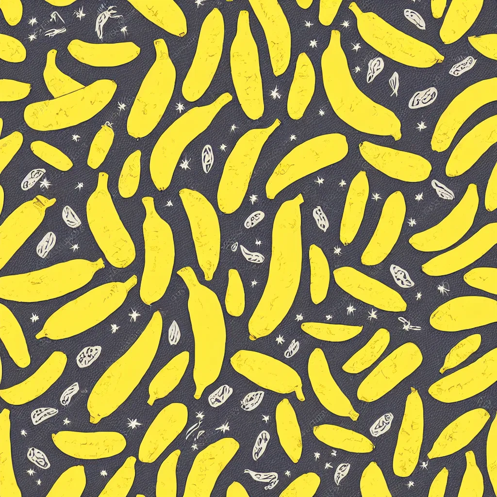 Prompt: seamless cute banana drawings texture art, 4k