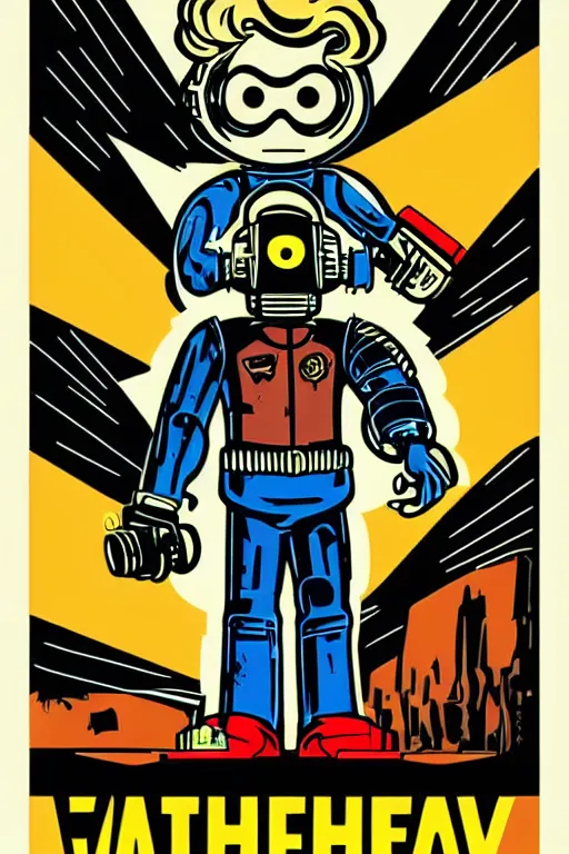 Image similar to fallout 7 6 retro futurist illustration art by butcher billy, sticker, colorful, illustration, highly detailed, simple, smooth and clean vector curves, no jagged lines, vector art, smooth andy warhol style