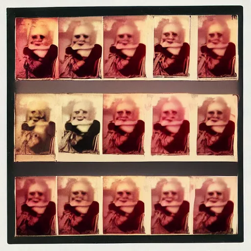 Image similar to color polaroid portrait of a fat man by andy warhol. holga