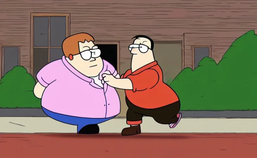 Image similar to peter griffin getting kicked in the face, animation, sharp, smooth