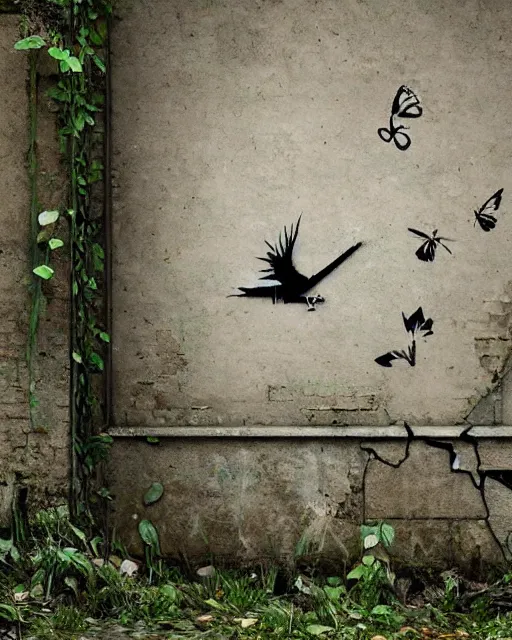 Prompt: reclaimed by nature by banksy, wallpaper, highly detailed, trending on artstation.