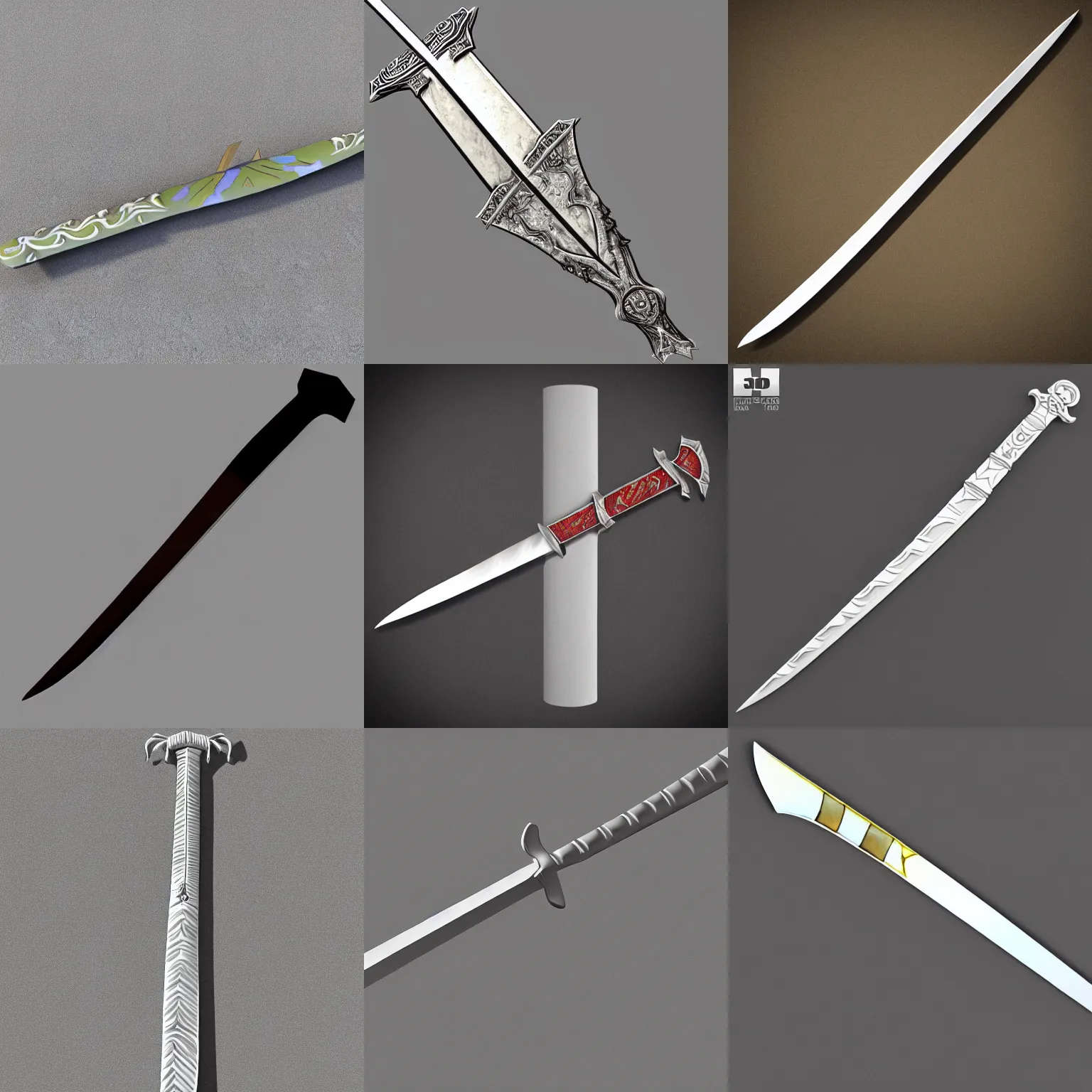 Prompt: handpainted style 3d model of an epic sword