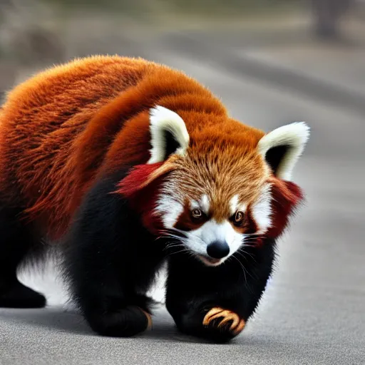 Image similar to awesome photograph of a red panda driving a lamborghini, 4k