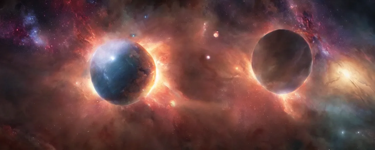 Prompt: outer solarsystem gas planet face of god nebula, [ cinematic, detailed, epic, widescreen, opening, establishing, mattepainting, photorealistic, 4 k, octane render, art by greg rutkowski ]