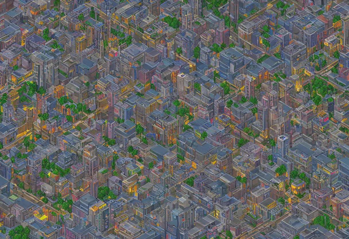 Image similar to a wide shot of a city with 2 planets that's collide in the sky, night time, 16bits, pixel art, degradation filter, compression, low saturation, crushed graphics, chromatic aberration, 2D, flat