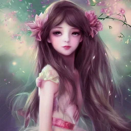 Image similar to realistic beautiful gorgeous natural cute, fantasy, elegant, lovely, princess girl, art drawn full hd, 4 k, highest quality, in artstyle by professional artists wl, kawaii