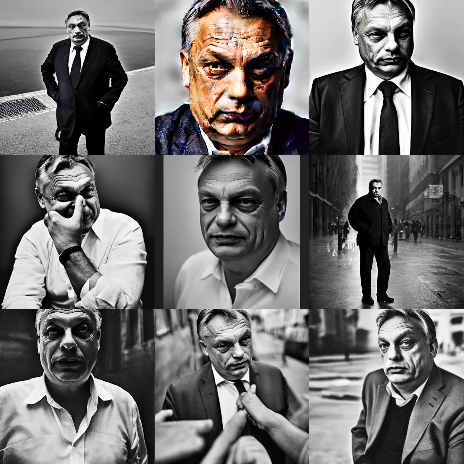 Prompt: photo of viktor orban by peter lindbergh