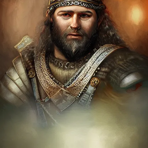 Image similar to kurdish viking king, highly detailed, digital painting, artstation, award winning art, sharp focus, incredibly strong and tall