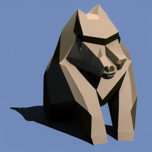 Image similar to low poly render of the dumbest looking animal imaginable