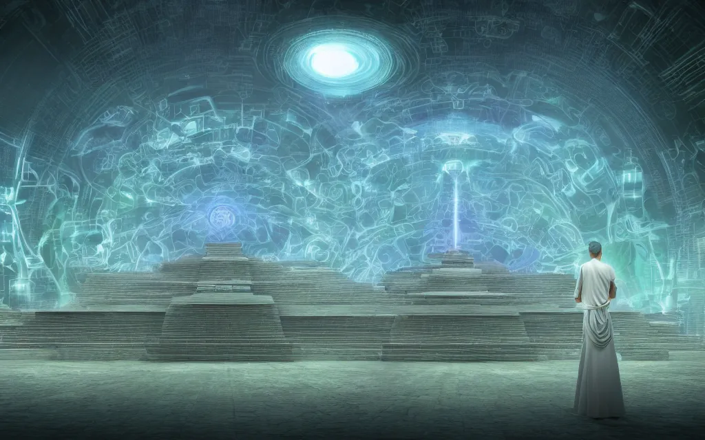 Image similar to prophecy of a techno - spiritual utopian temple, perfect future, award winning digital art