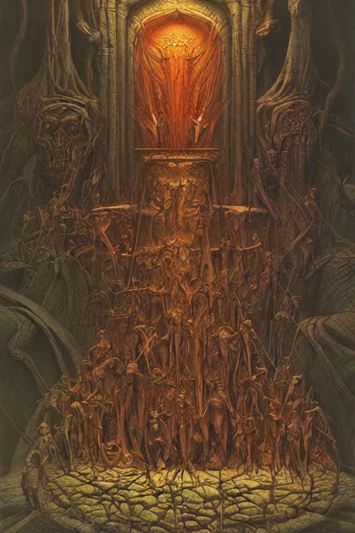 Image similar to hyper realistic painting of the holy grail by wayne barlowe, beksinski, hr giger, austin osman spare, bussiere