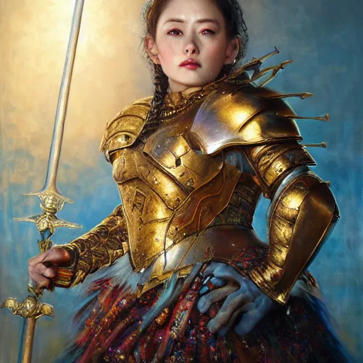 Image similar to realistic portrait of dwarf queen in armor, atmospheric lighting, painted, intricate, volumetric lighting, beautiful, washed deep colors masterpiece, golden hour, sharp focus, ultra detailed, by Chie Yoshii, Kai Carpenter, Ignacio Fernández Ríos