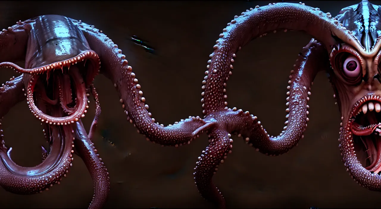 Prompt: gary busey, tentacles, alien ( 1 9 7 9 ), body horror, unreal engine, octane render, depth of field, cycles render, hd