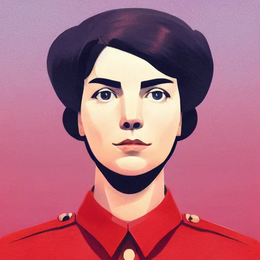 Image similar to face icon stylized minimalist young communist russian leader nadezhda konstantinovna krupskaya, loftis, cory behance hd by jesper ejsing, by rhads, makoto shinkai and lois van baarle, ilya kuvshinov, rossdraws global illumination