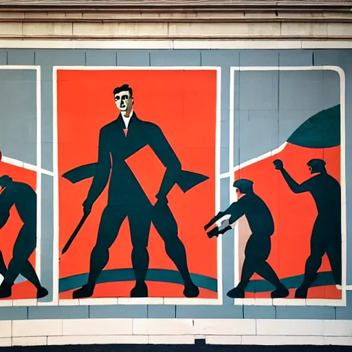 Prompt: a socialist realist mural that says daily