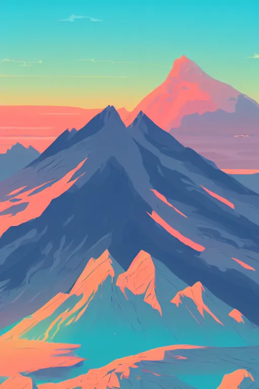 Image similar to sunrise mountain water vector illustration digital art by james gilleard trending on artstation