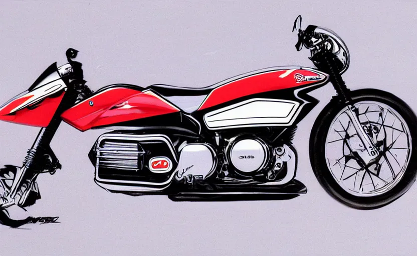 Prompt: 1 9 8 0 s honda sport motorcycle concept art, art,