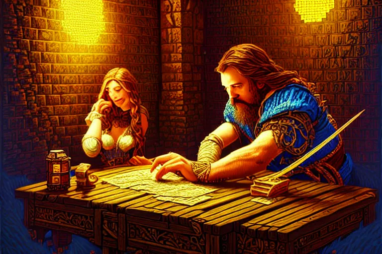 Image similar to the bard's tale, beautiful detailed pixelart by albertov, intricate details, beautiful, dithered gradients, volumetric lighting, cgsociety, artstation, smooth, sharp focus, 2 d illustration, amazing art by dan mumford, old school computer game graphics, pixel art