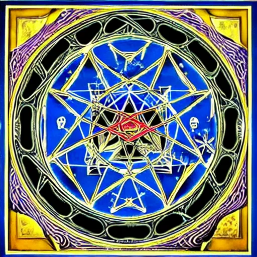 Image similar to sacred geometry, alchemy, freemasonry, martinism, rosicrucianism, secrets of the merkabah in the style of alex grey