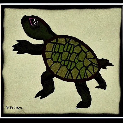 Image similar to turtle as a dark souls boss by paul klee