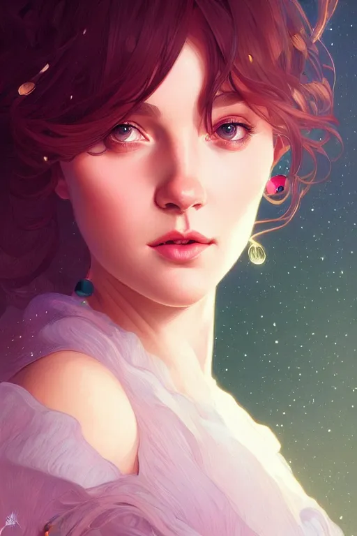 Prompt: a portrait of starlight, annie january, fantasy, sharp focus, intricate, elegant, digital painting, artstation, matte, highly detailed, concept art, illustration, ambient lighting, art by ilya kuvshinov, artgerm, alphonse mucha, and greg rutkowski