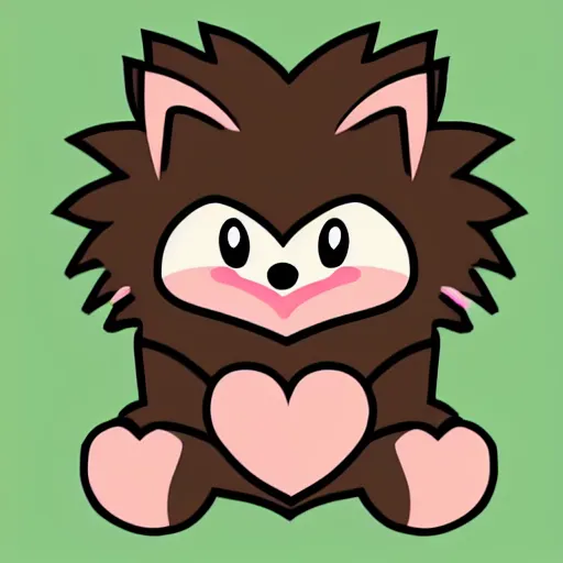 Image similar to twitch emote of a cute hedgehog, heart, love, adorable, cute