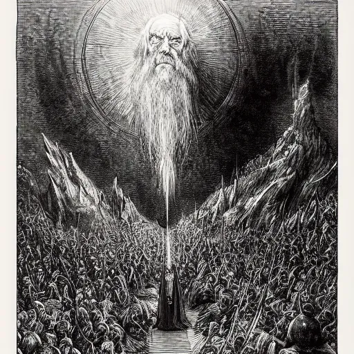 Prompt: lord of the rings, by gustave dore and albrecht durer