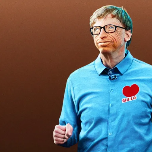 Prompt: sticker illustration of angry bill gates pulling middle finger