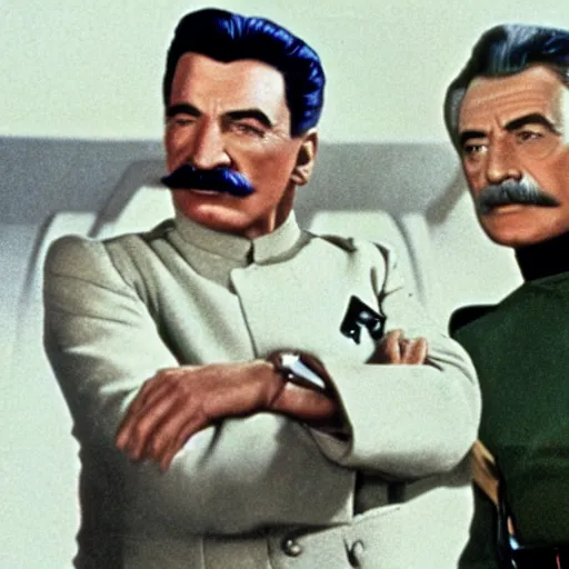 Image similar to A still of Stalin in Star Trek, colour photo