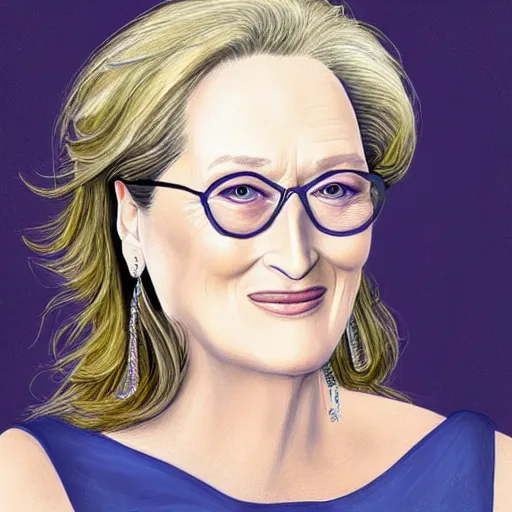 Image similar to “Meryl Streep portrait, Lauren YS”