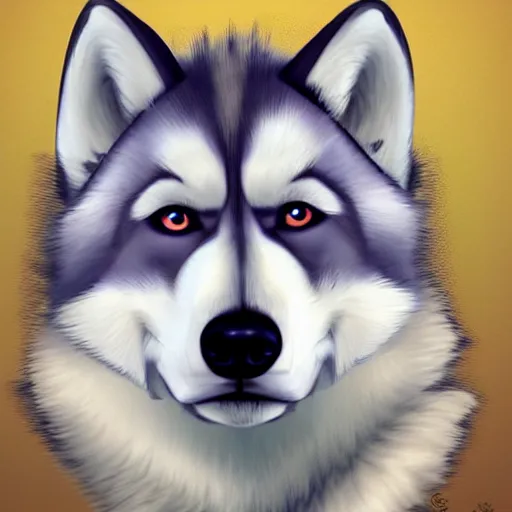 Image similar to Anthropomorphic husky, furry fandom, furry art