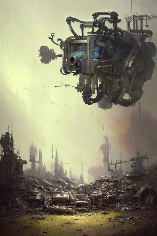 Image similar to ( ( ( ( ( 1 2 0 5 0 s retro science fiction outer robot scrap yard landscape. muted colors. ) ) ) ) ) by jean - baptiste monge!!!!!!!!!!!!!!!!!!!!!!!!!!!!!!