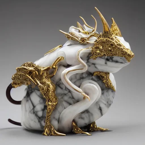 Image similar to rat king white marble with gold accents by ellen jewett