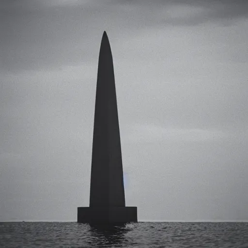 Image similar to a large obelisk floating underwater. grainy.