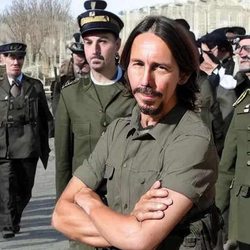 Prompt: pablo iglesias doing the military service