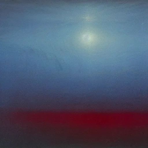 Image similar to the epic abstract painting'blue arctic void with black and red aurora borealis ', by caspar david friedrich!!!, by rothko!!!, stunning masterpiece, trending on artstation