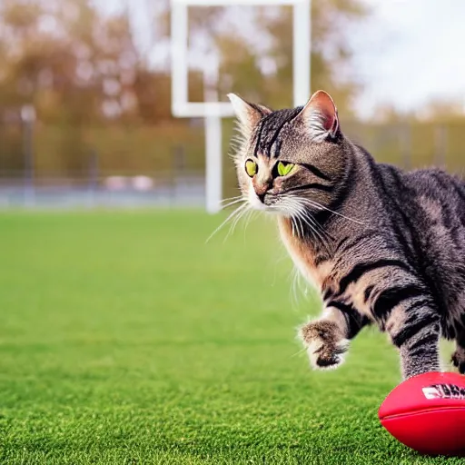 Prompt: cat playing football