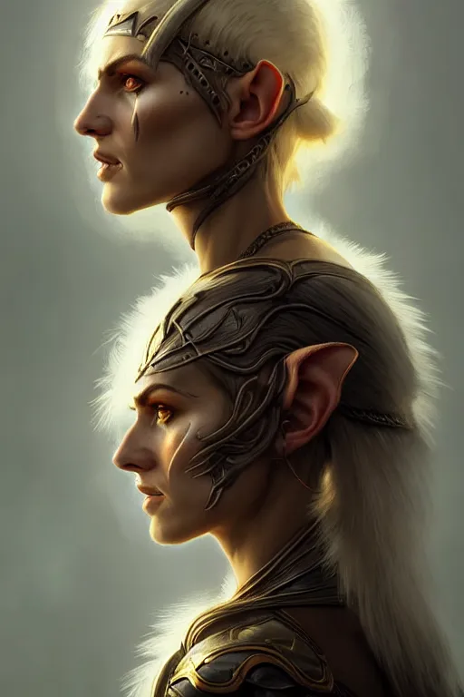 Prompt: portrait of a pagan berserk elven woman with a warpaint, undercut haircut, medium shot, portrait, concept art, natural lighting, illustration, full color, highly detailed, photorealistic, by greg rutkowski and artgerm, artstation,