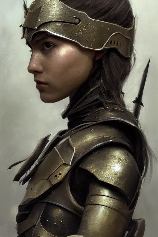 Image similar to a photorealistic painting of an attractive young girl, partially clothed in battle armor, olive skin, long dark hair, beautiful bone structure, perfect eyes, symmetrical facial features, intricate, elegant, digital painting, concept art, illustration, sharp focus, minimal artifacts, from Metal Gear, in the style of Ruan Jia and Mandy Jurgens, by Greg Rutkowski, trending on Artstation, award winning