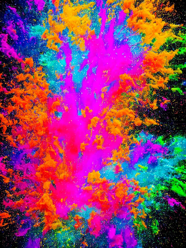 Image similar to a colorful explosion, color splashes