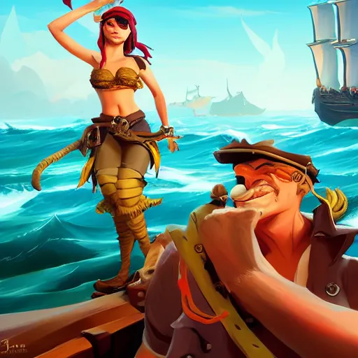 Image similar to jack the pirate mermaid on sea of thieves game avatar hero, behance hd by jesper ejsing, by rhads, makoto shinkai and lois van baarle, ilya kuvshinov, rossdraws global illumination