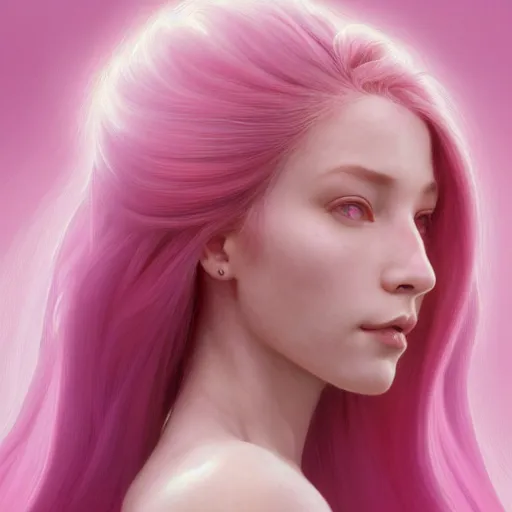 Image similar to perfectly - centered - portrait - photograph of a pink haired goddess, the perfect human female specimen, intricate, elegant, super highly detailed, professional digital painting, artstation, concept art, smooth, sharp focus, no blur, no dof, extreme illustration, unreal engine 5, 8 k, art by artgerm and greg rutkowski and alphonse mucha loish and wlop