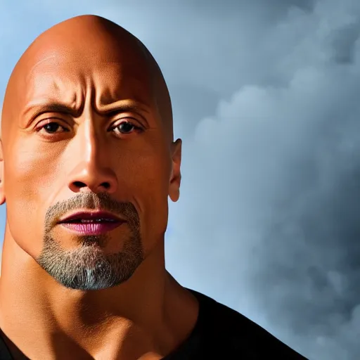 Image similar to close up photograph of very high on weed dwayne johnson, stoner eyes, dwayne johnson smoked weed, weed background, 8 k resolution