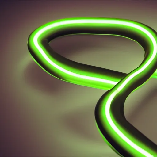 Image similar to an illustration of a green and black neon mechanical snake, octane render, 3D