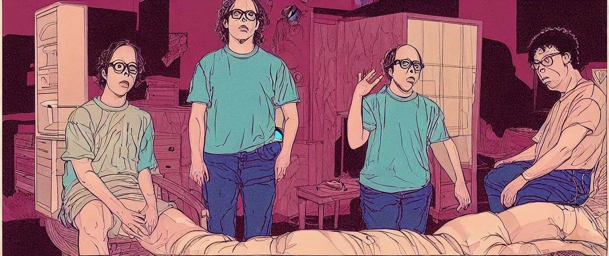 Image similar to character study of todd solondz tripping on mushrooms and becoming god | vivid colors : storyboard, dramatic and emotional, concept design, realistic. by gabriel hardman, joe alves, j. todd anderson, chris bonura. cinematic atmosphere, detailed and intricate, perfect anatomy