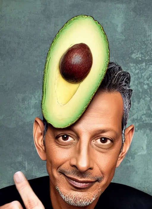 Prompt: jeff goldblum inside avocado