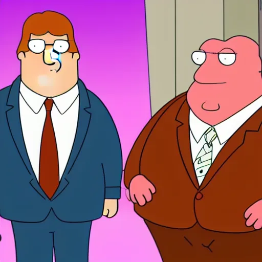 Prompt: saul goodman in the style of family guy, standing next to peter griffin