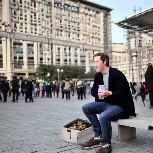 Image similar to mark zuckerberg drinking tea in taksim square, photorealistic, 8 k detailed