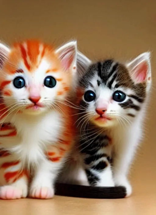 Image similar to clear photorealistic picture of adorable kittens made out of sushi